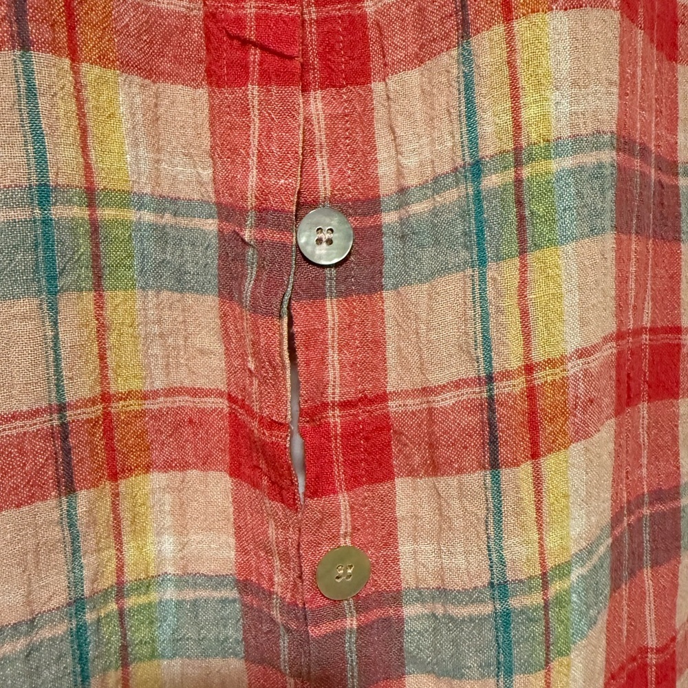 SOFT SURROUNDINGS Comfy Red and Green Button Down Shirt Womens Sz LARGE - Picture 3 of 14
